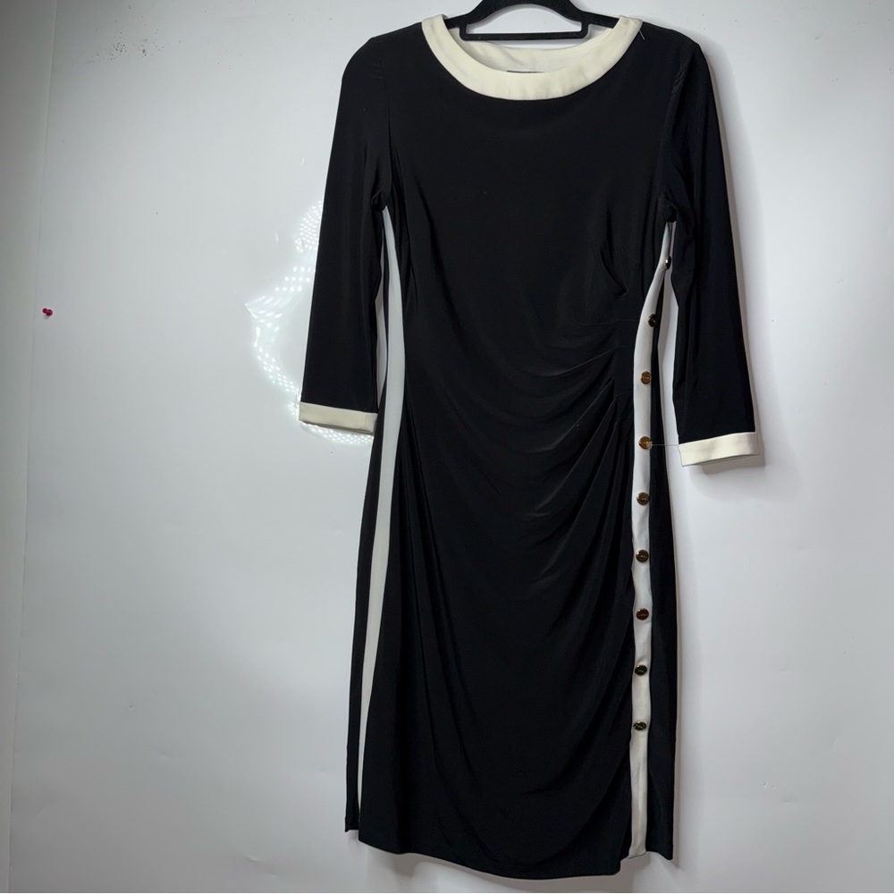 Lauren Ralph Lauren Black and White Knee-Length Sheath tuxedo  Dress